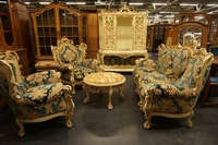 style 5 piece salon set in painted wood, Italy mid 20th C.