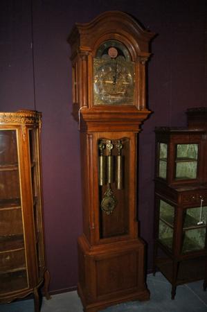 Oak grandfather clock with quater strike, around 1900