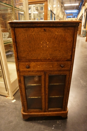 English walnut music file cabinet, mid 19th C.