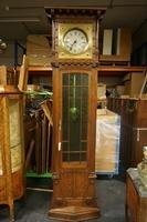 Art deco style Grandfather clock in oak, Germany early 20th C.