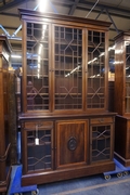 style Bookcase signed in mahogany, England 19th century