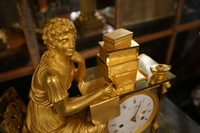 Empire style clock in gilded bronze, France 18th century