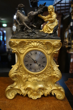 French bronze gilded clock