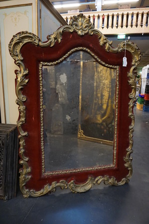 Italian mirror with laton copper ornaments