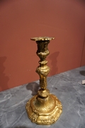 Louis XV style Pair of candlesticks in gilded bronze, France 19th century
