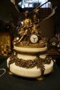 Louis XVI style Clock signed by Planchon in bronze and marble, France 19th century