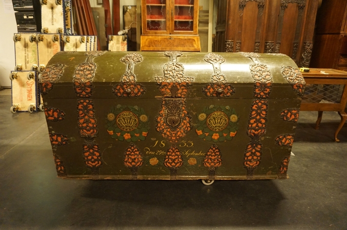 Metal studded painted trunk