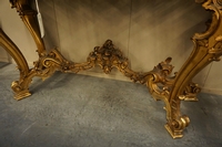 Mirror top console table in gilded wood, Italy early 20th C.