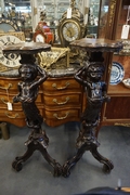 Pair of carved pedestals in walnut, Italy 19th C.