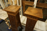 Pair of pedestal tables in walnut, France 2nd half 19th Century