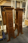 Pair of pedestal tables in walnut, France 2nd half 19th Century