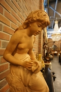 Signed statue by Math. Moreau in terra cotta 19th century