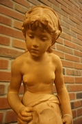 Signed statue by Math. Moreau in terra cotta 19th century