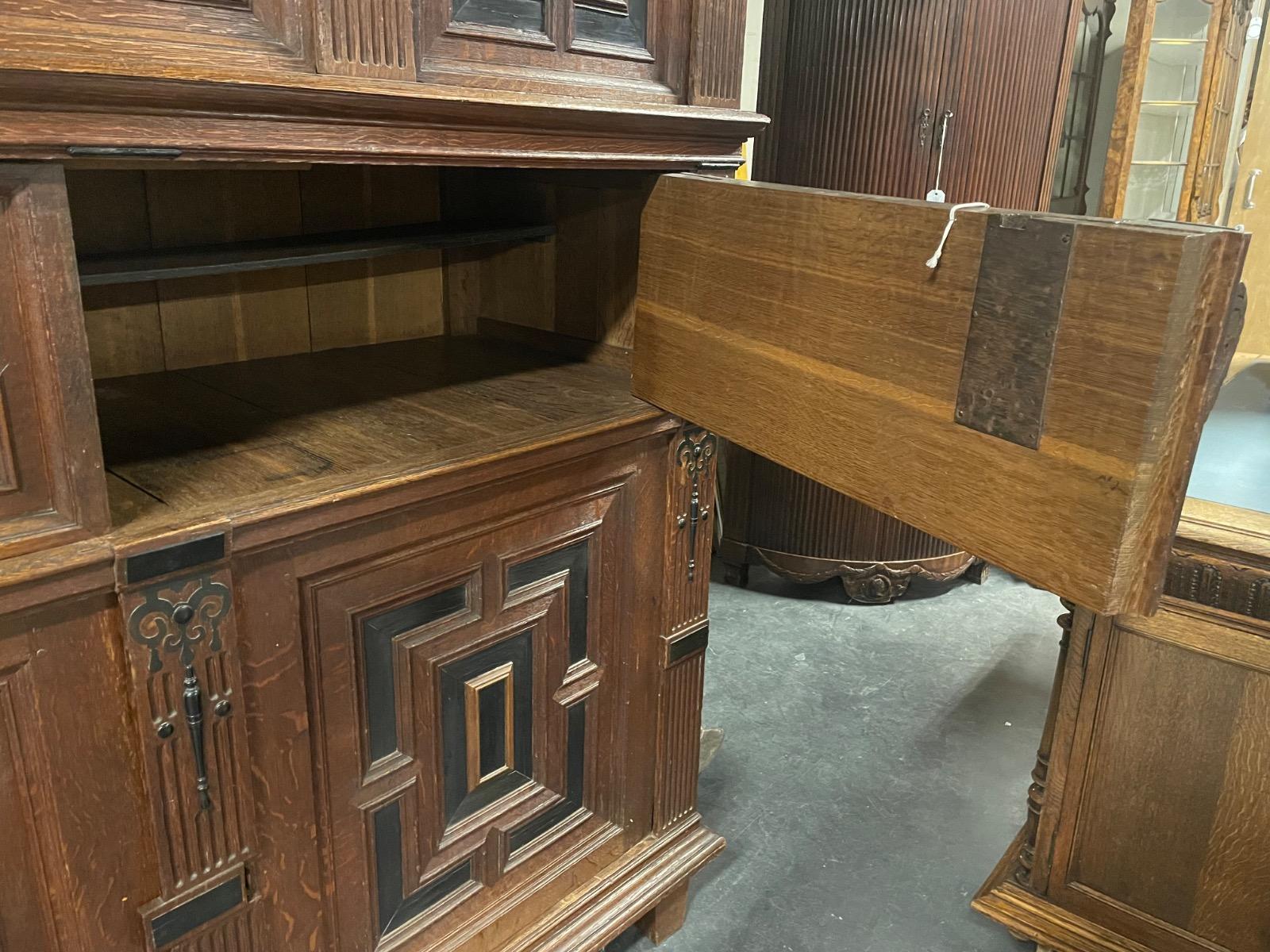 17th century Dutch oak cabinet 182x72x213H cm