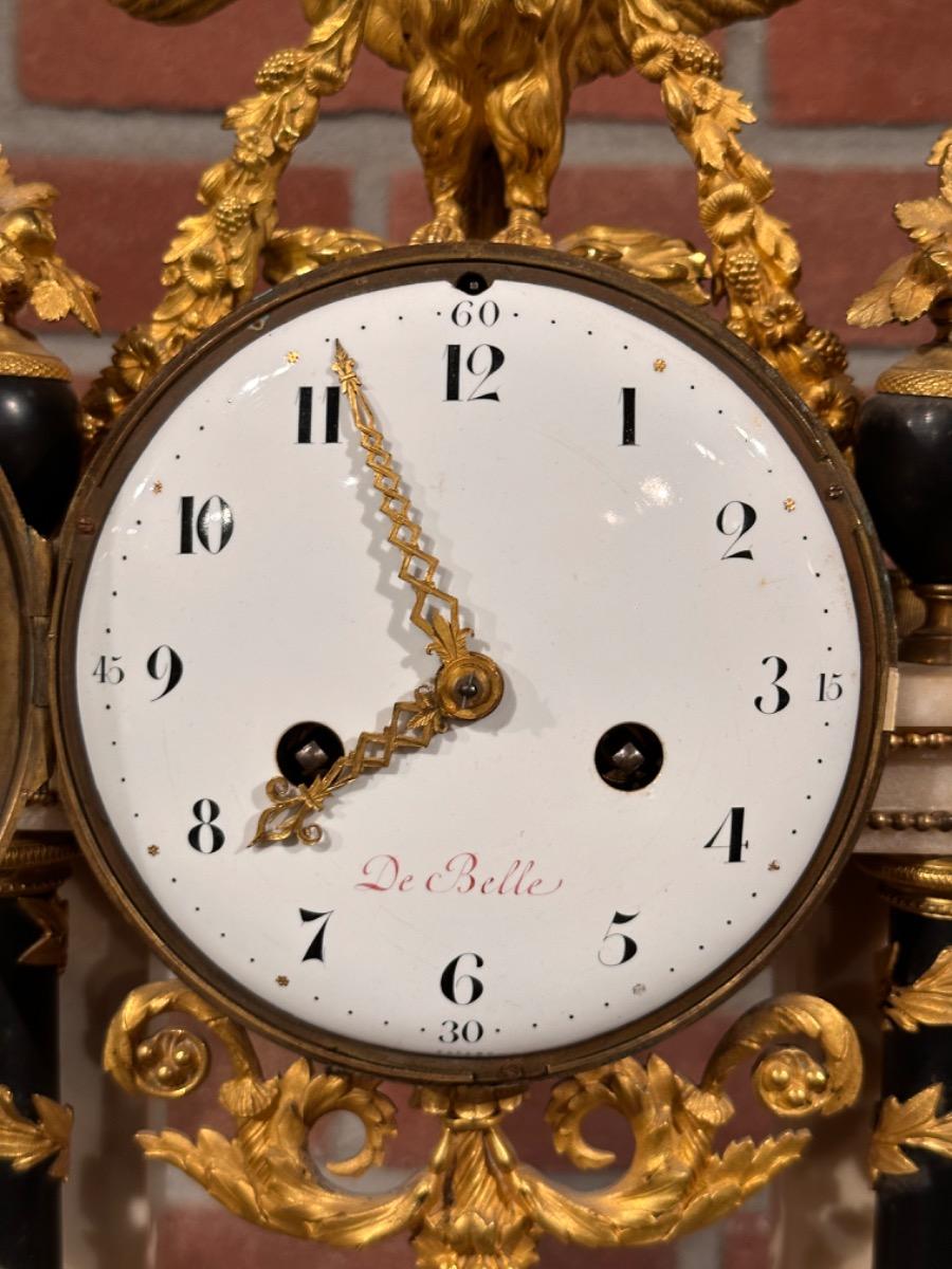 18th century Louis XVI portico clock signed “De Belle”, 36x10x47h cm