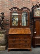 18th century walnut mirrored doors buro-bookcase, 116x62x224h