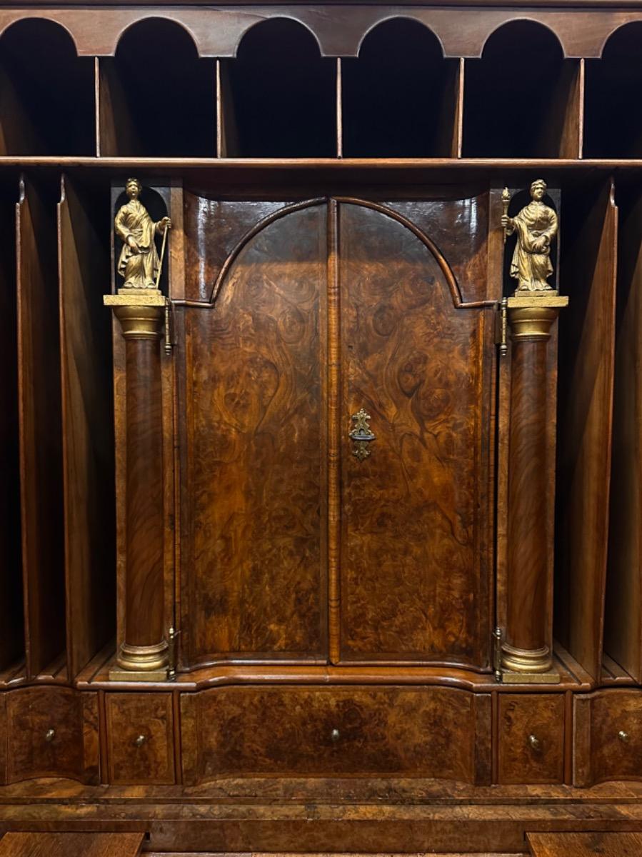 18th century walnut mirrored doors buro-bookcase, 116x62x224h cm
