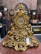 19th C. Louis XV style bronze gilded clock, 57x30x63H cm 
