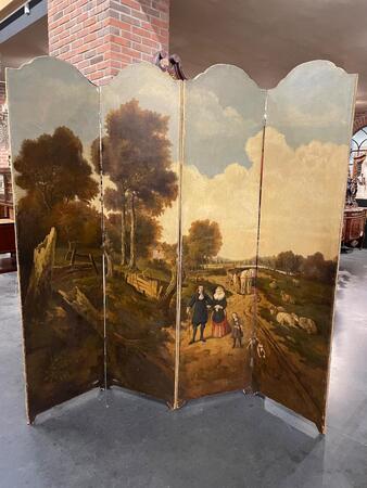 19th century painted screen