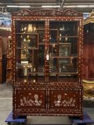 20th century chinese mother of pearl inlaid vitrine, 127x35x198h cm
