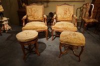 4 piece sitting set with tapestry 19th Century