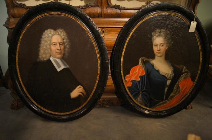 Pair of 18th C portraits 