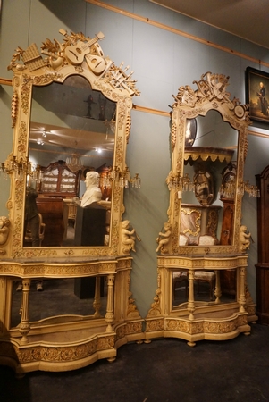 Pair of impressive console tables, 2nd half 19th C.