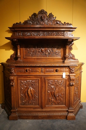 Carved walnut server, 19th Century