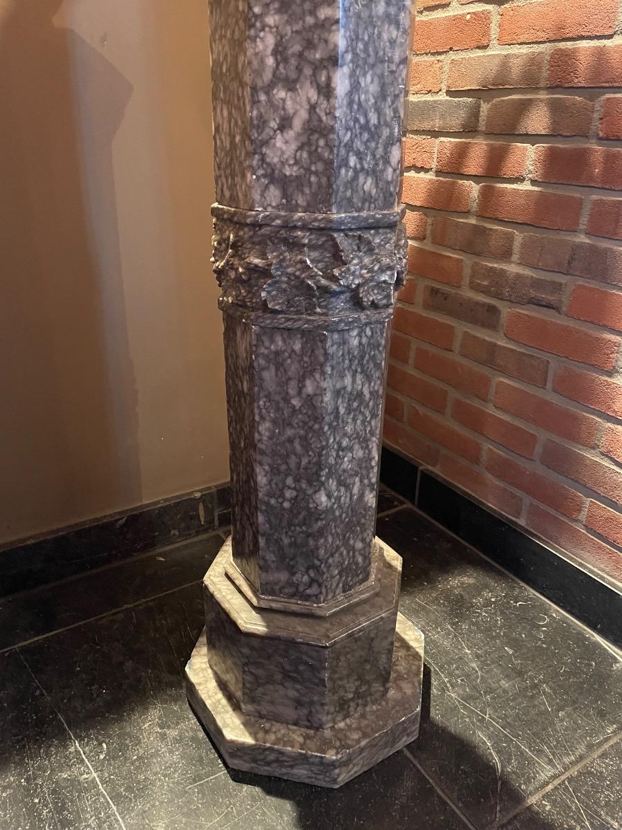 Alabaster coupe on stand, 154h x 67 in diameter 