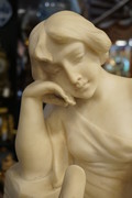 Alabaster statue signed  19th Century