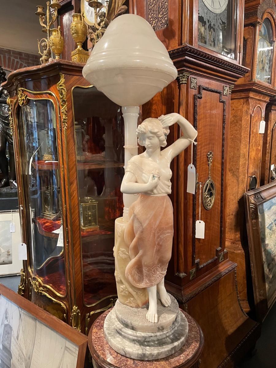 Alabaster table lamp, 103H cm 