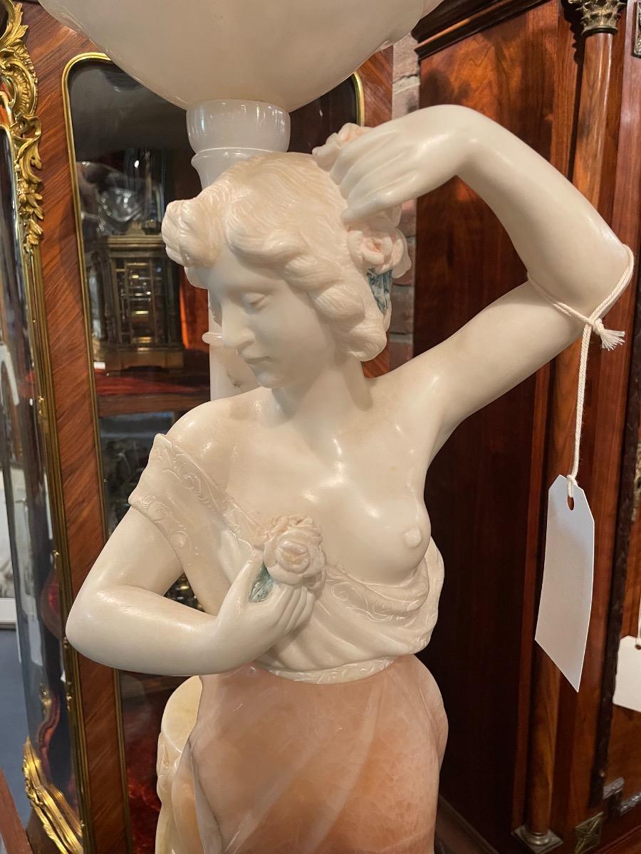 Alabaster table lamp, 103H cm 