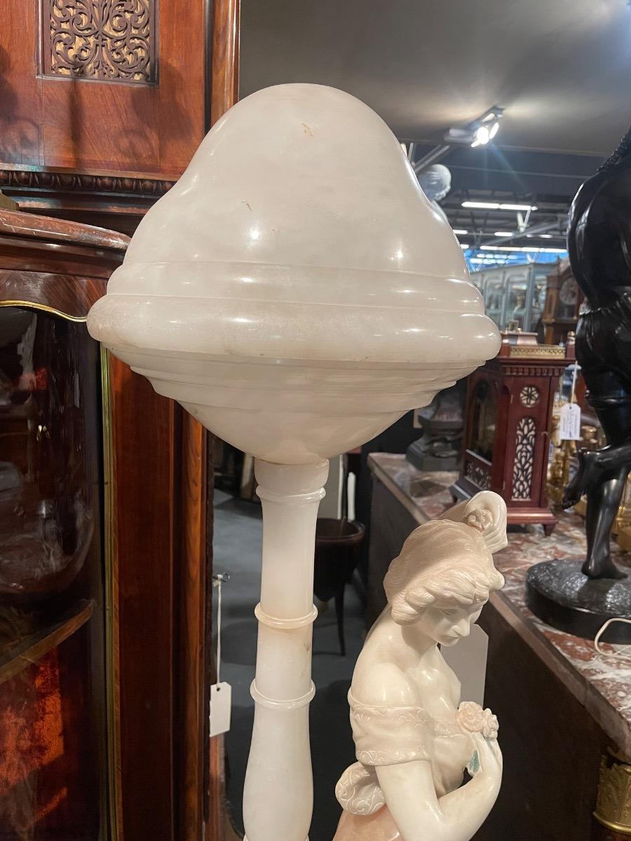 Alabaster table lamp, 103H cm 