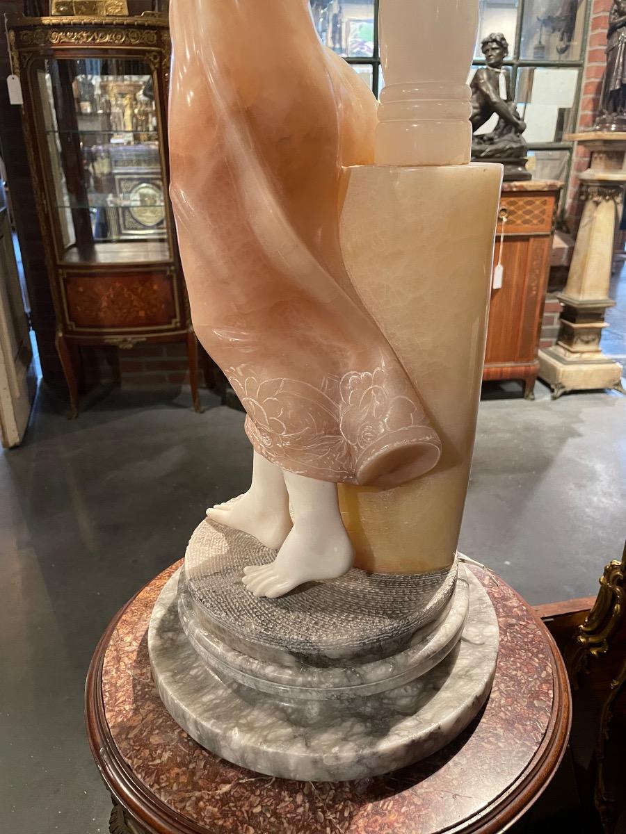 Alabaster table lamp, 103H cm 