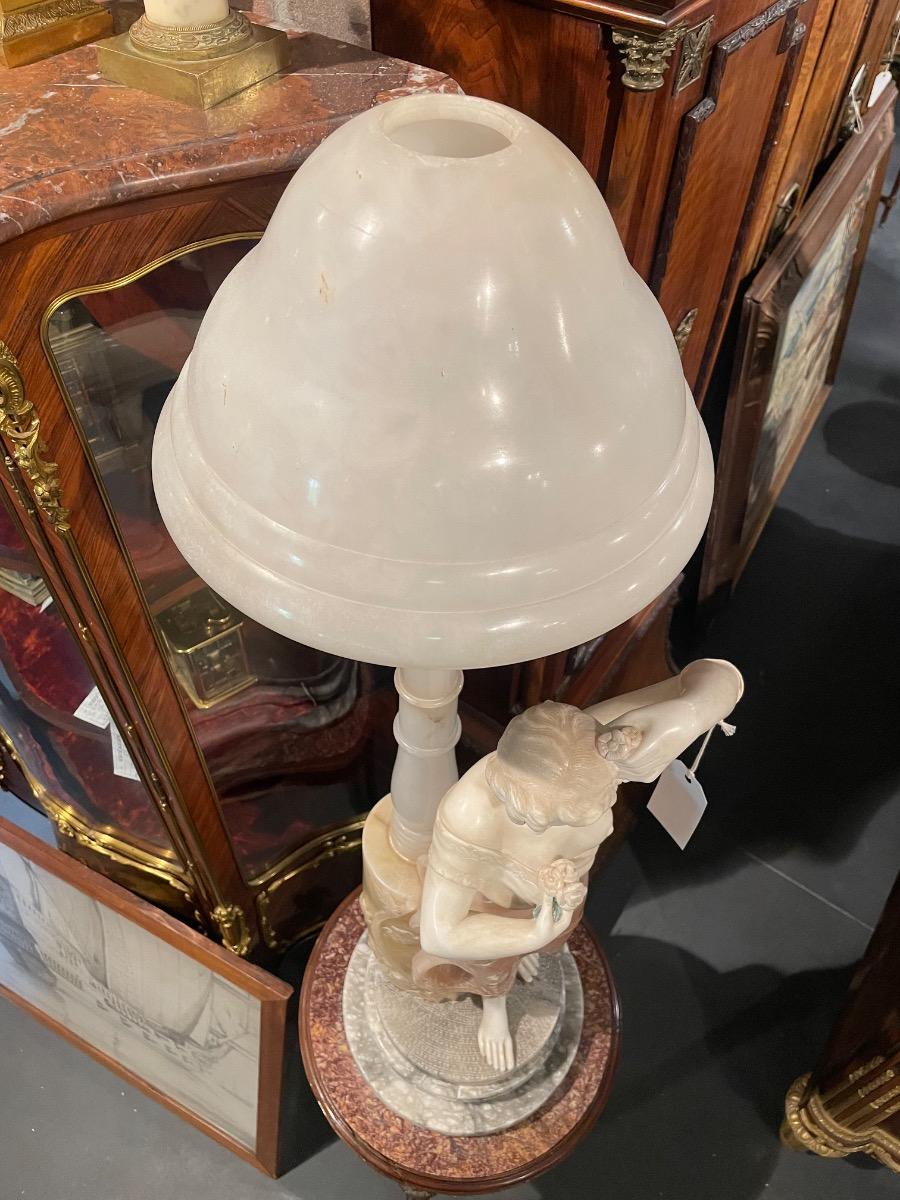 Alabaster table lamp, 103H cm 