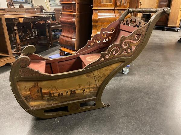 Antique Dutch painted sled 