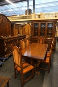 Baroque style diningroom set in walnut, Italy 2nd half 20th Century