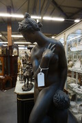 Big bronze nude on marble column Around 1900