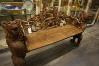 Black forest style Bear bench in wood, Germany 2nd half 19th C.