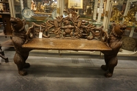 Black forest style Bear bench in wood, Germany 2nd half 19th C.