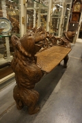 Black forest style Bear bench in wood, Germany 2nd half 19th C.