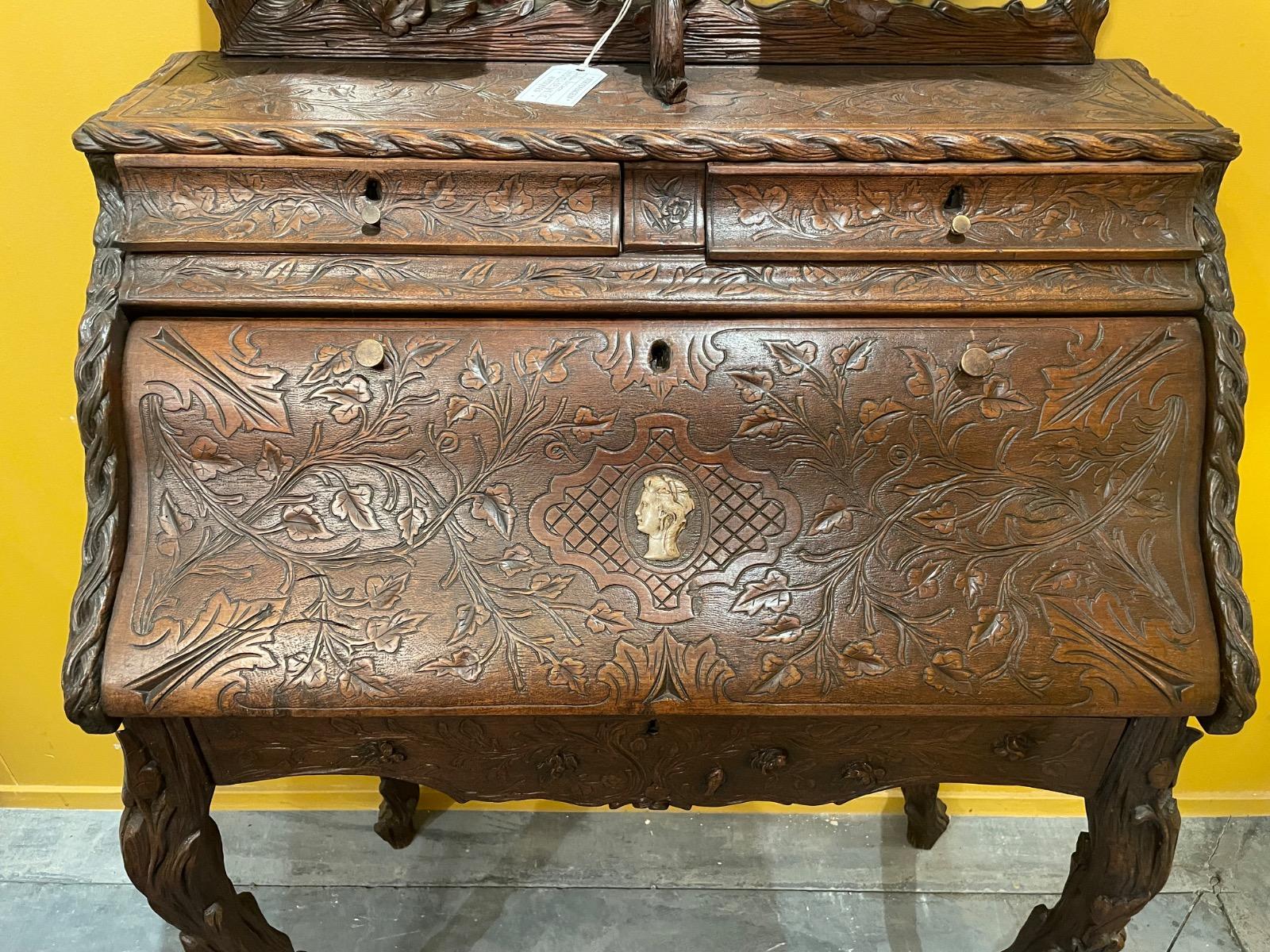 Black Forest style desk. 78x44x140H cm