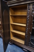 Bookcase in oak and walnut, German early 20th Century