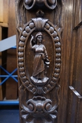 Bookcase in oak and walnut, German early 20th Century