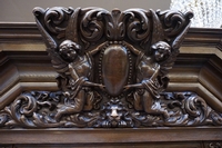 Bookcase in oak and walnut, German early 20th Century