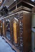 Bookcase in oak and walnut, German early 20th Century