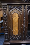 Bookcase in oak and walnut, German early 20th Century