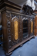 Bookcase in oak and walnut, German early 20th Century