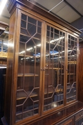 style Bookcase signed in mahogany, England 19th century