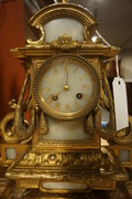 Bronze gilded and alabaster clock set 19th Century